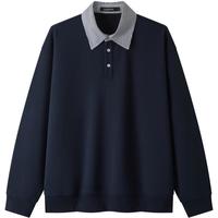 gxg.jeans男装 双色假两件简约时尚宽松翻领卫衣男士 25年秋新品