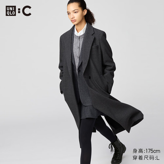 UNIQLO 优衣库 C系列 女装长大衣479666 08 深灰色 XS /150/76A