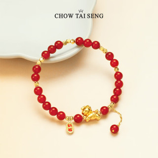 周大生 马上有“财”红玛瑙手串生肖马纯银女手链