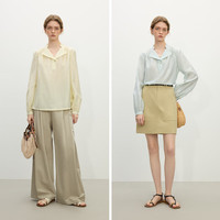 范思蓝恩 设计感翻领衬衫女2025春装简约气质长袖衬衣上衣1185 奶黄色 M