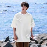 DUEPLAY 加肥加大码撞色字母印花新潮港风轻薄胖子轻户外运动男式短袖T恤