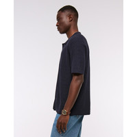 ABERCROMBIE & FITCH男装25秋宽松提花图案纽扣式POLO衫外搭针织衫KI120-5159 海军蓝图案 L (180/108A)