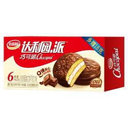 达利园 派巧克力味6枚222g营养早餐蛋糕面包点心休闲零食充饥解馋