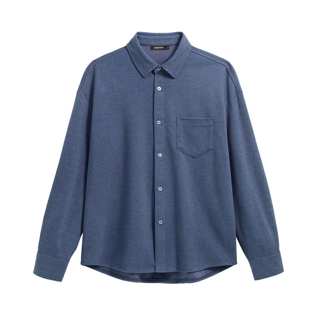 今日必买：gxgjeans 美式基础通勤商务长袖衬衫 蓝色