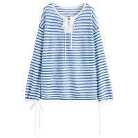 范思蓝恩FANSILANEN 法式度假条纹针织衫女2025夏航海风遮阳透气长袖t恤罩衫上衣