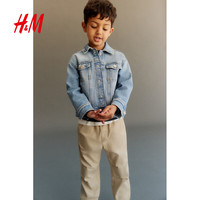 H&M童装男童长裤春季时尚简约柔软休闲纯棉直筒斜纹布长裤1162801 016  cm /66