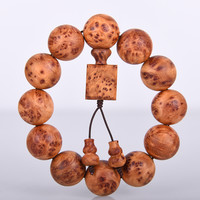 玄同 凉山崖柏佛珠手串四川崖柏川料崖柏多瘤疤高油性手链念珠 带葫芦配饰 珠径1.8cm*13颗