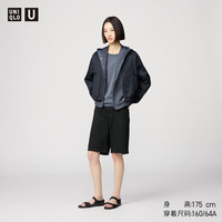 优衣库女装牛仔风百慕大式短裤/水洗产品中裤476946 09 黑色 21 /150/54A