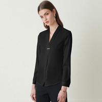 限尺码：吉芬 JEFEN by FRANKIE 纯色雪纺衬衫女春秋长袖上衣OL职业白衬衣V领气质显瘦休闲女装