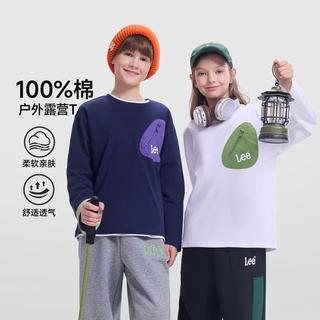 李 Lee 【撞色口袋】春秋装男童T恤长袖纯棉女童衣服中大童装儿童上衣