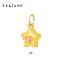 TSL 谢瑞麟 趣玩5D硬金 黄金独角兽星星吊坠 0.50g XQ461-XQ462 约0.5g
