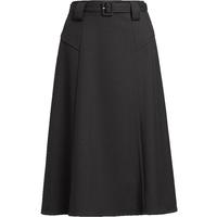 红袖日字扣腰带半身裙冬季2024女装纯色垂感显瘦气质百搭A字长裙 黑050 S