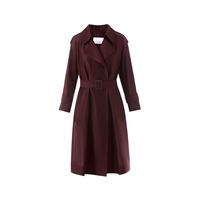 朗姿复古翻领束腰修身长款风衣气质高级感通勤外套2025年秋季 安可拉红色 XL
