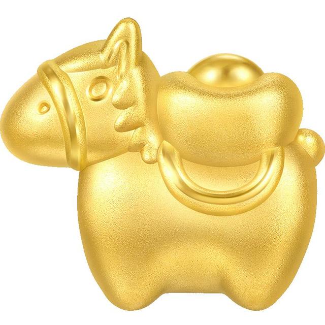 PLUS会员：周生生 黄金转运珠 足金祥瑞祝福生肖马串珠 单颗定价 萌马进宝95878C