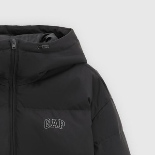Gap男装2025秋季logo宽松连帽泡芙羽绒服百搭保暖外套791896 黑色 2XL (185/104A)亚洲尺码