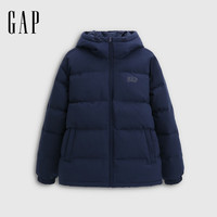 Gap 男装百搭连帽泡芙羽绒服791896 海军蓝