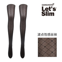 Let's slim 韩国丝袜女性感黑丝薄款百搭透肉辣妹春夏爱心吊带渔网波点连裤袜 30D 波点S