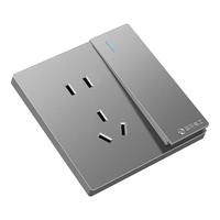 国际电工开关插座面板家用86型暗装灰色五孔二三插usb电脑插座三孔空调F1 一开双控