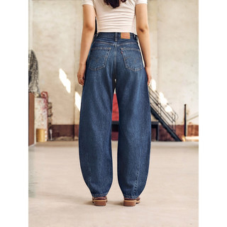 Levi's李维斯25年秋冬美式休闲女士BARREL高腰宽松锥形牛仔裤 中蓝 28 (31)