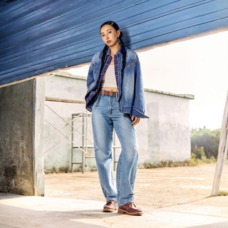 Levi's李维斯25年秋冬美式休闲女士BARREL高腰宽松锥形牛仔裤 中蓝 28 (31)