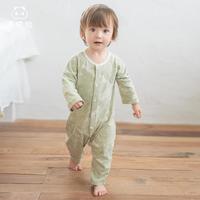 乖奇熊 男女宝宝长袖连体衣春秋季新生儿纯棉哈衣可爱爬服婴儿秋装睡衣服