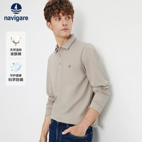 Navigare意大利小帆船长袖POLO衫男士2025年秋季舒适翻领T恤棉质上衣 古巴砂 XL