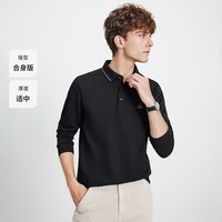 Navigare意大利小帆船长袖POLO衫男士2025年秋季舒适翻领T恤棉质上衣 暗夜黑 2XL