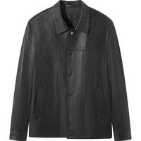 柒牌【绵羊皮/满身雕花】真皮皮衣翻领休闲商务外套秋冬新款男装