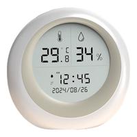 德力西电气(DELIXI ELECTRIC)家用室内温度计带笑脸婴儿房闹钟计时电子数显温湿度计温度表 香槟色-时间+闹钟