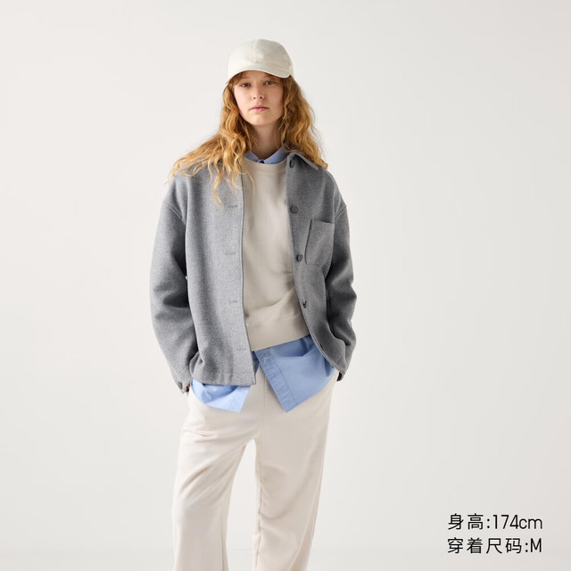 UNIQLO 优衣库 女装宽松休闲茄克/休闲时尚外套夹克469905 03 灰色 S /155/80A