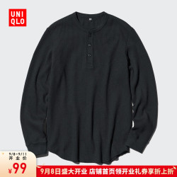优衣库 开业价男装/女装华夫格亨利领套头衫长袖T恤纯色休闲475353 469924/01乳白色 3XL /185/120C