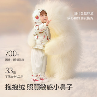 巴拉巴拉balaOne儿童羽绒服女童男童2025年冬季宝宝可爱保暖外套 白红小熊薯条00366-白鸭绒 90 (充绒量28g)