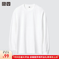 优衣库开业价男装/女装大师T AIRism棉混纺圆领T恤长袖475349 475349/00白色 XL /180/108B