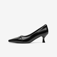 百思图2025秋季新款浅口单鞋时尚通勤细跟高跟鞋尖头女鞋B1263CQ5 黑色 35