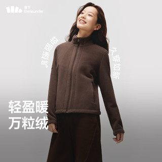 蕉下（beneunder）女士万粒绒修身外套宽松秋冬时尚休闲保暖显瘦抓绒外套 清烟蓝 2XL
