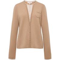 EP雅莹女装 羊毛羊绒混纺撞色假两件软糯针织衫毛衣 2025秋装9549A 卡其色 L