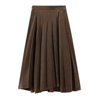 茵曼 【福利特卖】复古百褶半身裙女冬季高腰宽松显瘦不对称加厚伞裙