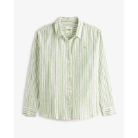 ABERCROMBIE & FITCH女装25春夏经典小麋鹿亚麻混纺欧若风通勤长袖衬衫KI140-5081 绿色条纹 S (165/92A)