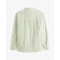 ABERCROMBIE & FITCH女装25春夏经典小麋鹿亚麻混纺欧若风通勤长袖衬衫KI140-5081 绿色条纹 XL (170/112A)
