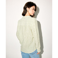 ABERCROMBIE & FITCH女装25春夏经典小麋鹿亚麻混纺欧若风通勤长袖衬衫KI140-5081 绿色条纹 XXS (160/80A)