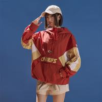 NFL 美职橄酋长队男女情侣款撞色拼接连帽夹克美式复古潮流运动外套薄