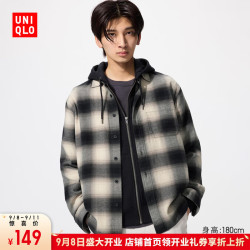 优衣库 惊喜价男装/女装法兰绒格子衬衫/长袖衬衣棉质休闲薄外套481224 481224/01乳白色 L /175/100A