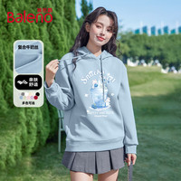 班尼路BALENO牛奶丝连帽卫衣女2025年春秋女装潮流时尚简约休闲运动风上衣 雾霾蓝#蓝色冷饮 M