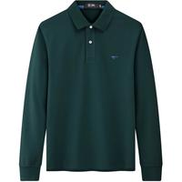 七匹狼男士长袖T恤男秋冬翻领挺括休闲商务打底男士上衣polo衫 201(墨绿)1D1D50605888 2XL 180/96A