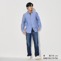 优衣库男装休闲直筒牛仔裤/水洗产品长裤裤子475554 470534/66蓝色 48 /190/122C