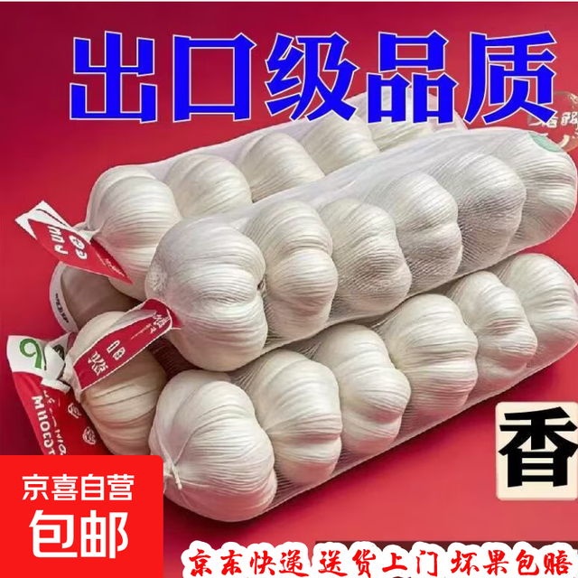有券的上：京喜 大蒜头出口品质网兜紫蒜6头装 0.46g