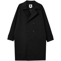 杰克·琼斯(JACK&JONES)25年男装秋季中长款风衣男士宽松双排扣大衣外套商务休闲静奢风衣 E40黑色 宽松版 卡码拍小 M (175)