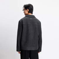 杰克·琼斯（JACK&JONES）25年男装秋季男士毛呢外套纯色羊毛100%毛呢外套男短款呢子大衣 E39黑珍珠灰 3XL （195）