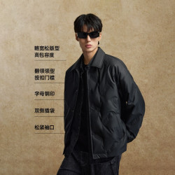 杰克琼斯 冬季新款翻领pu羽绒服 E41黑色