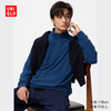 优衣库男装柔滑弹力摇粒绒半拉链套头衫/长袖481184 66 蓝色 L /175/100A